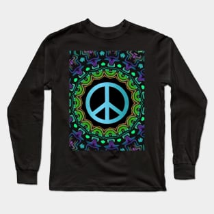 KALIEDOSCOPE Peace Sign Blue - Peace Activist Art Long Sleeve T-Shirt